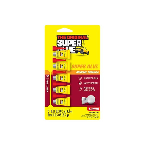 Super Glue Instant Adhesive, 0.05 fl oz, Tube, Clear, PK5 11710440