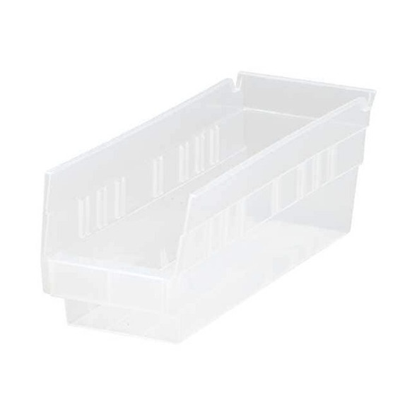 Shelf Storage Bin, Polypropylene, Clear, 4 in H, 4 1/8 in W, 11 5/8 in L