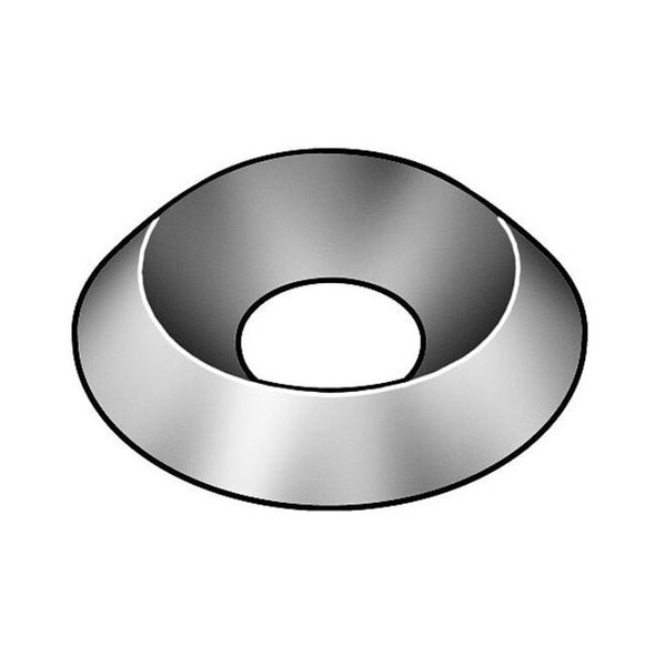 Countersunk Washer, Fits Bolt Size #10 ,Steel Nickel Plated Finish, 100 PK