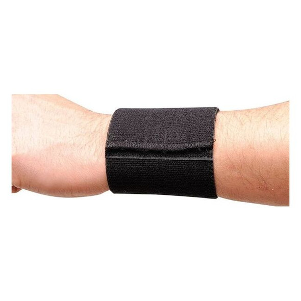 Wrist Wrap, Elastic, Slide On, Single Strap, Ambidextrous, Black, Size Universal