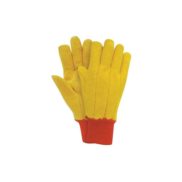 Canvas Gloves, Cotton/Polyester, None Uncoated, Knit, Yellow, L, 1 PR Pack of 12