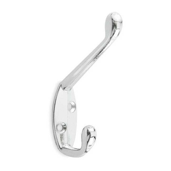 Manufacturer Varies Coat Hook, Silver, Zinc, 2 in D 1XNE4 Pack of 2