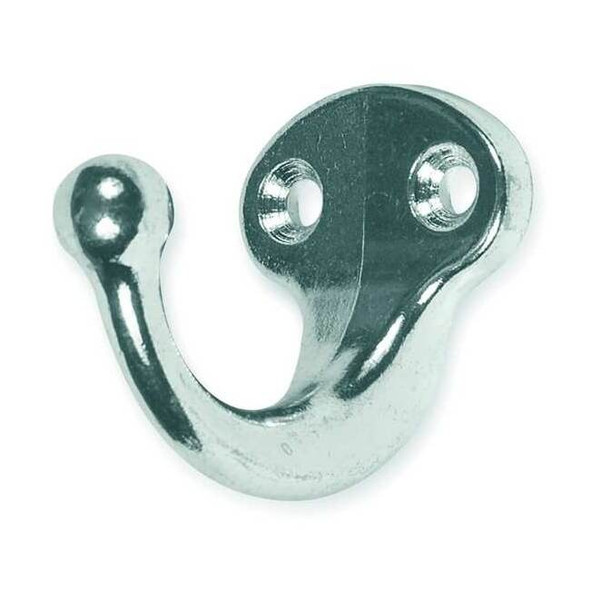 Manufacturer Varies Coat Hook, Silver, Aluminum, 1 5/8 in D 1HGL4 Pack of 2
