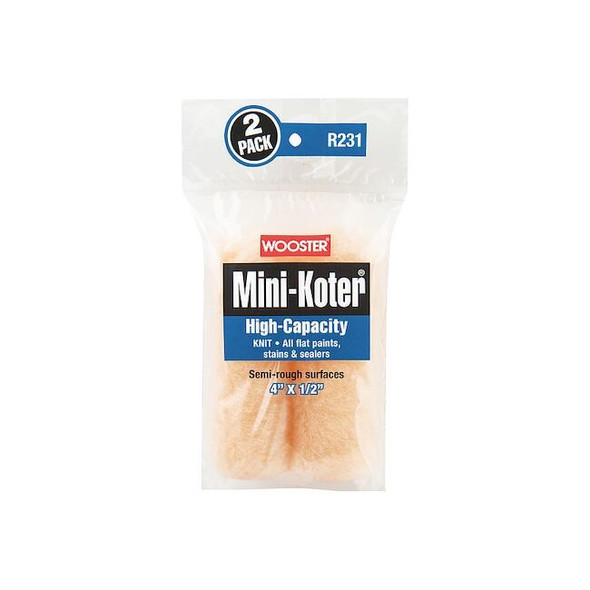 4" Mini Paint Roller Cover, 1/2" Nap, Knit Fabric, 2 PK Pack of 12