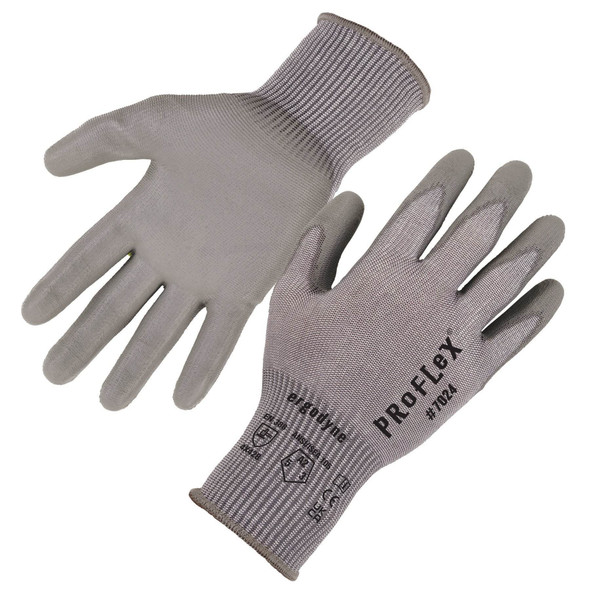 Ergodyne ANSI A2 PU Coated CR Gloves, Gray, Size XL, PR 7024 Pack of 2