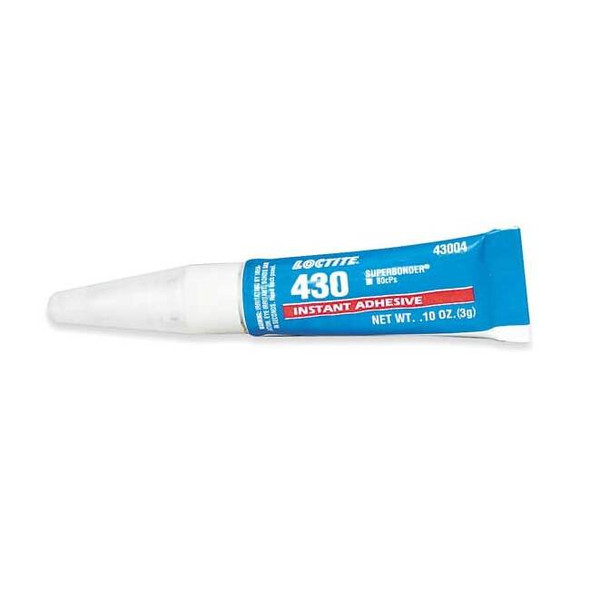 Loctite Instant Adhesive, 430 Series, Clear, 0.1 oz, Tube 233973