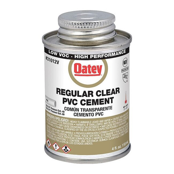 Oatey Pipe Cement,Can,4 fl oz,Clear 31012V