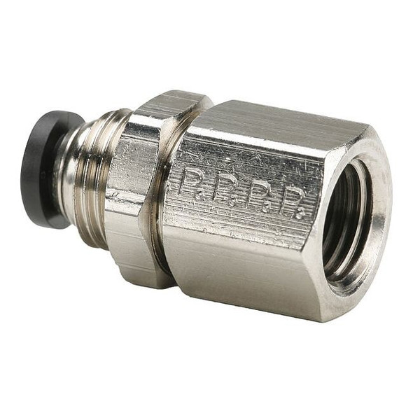 Parker Push-to-Connect Bulkhead, Brass, Silver 66PLPBH-5/32-4
