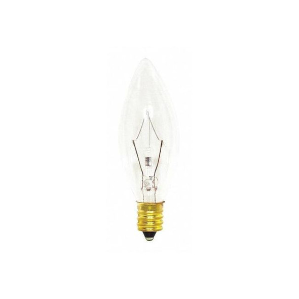 25 W B8 Incandescent - Clear - 1500 Hours - 212L - Candelabra Base - 130V