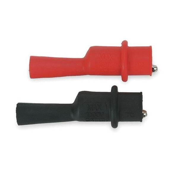 Alligator Clip, CAT III 1000V, 4mm Banana Socket, 2-1/2", Black, Red