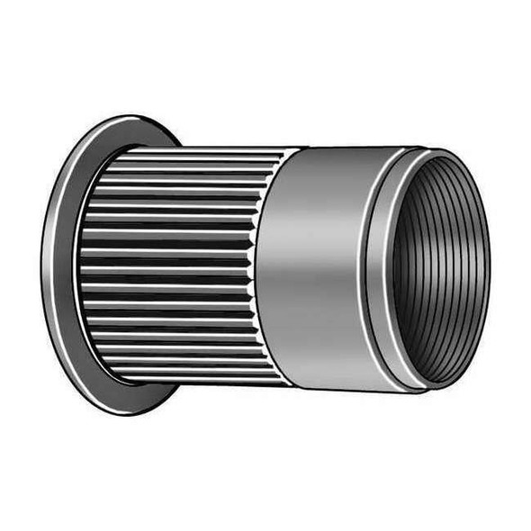 Rivet Nut, 3/8"-16 Thread Size, 0.685 in Flange Dia., 0.808 in L, Steel, 20 PK