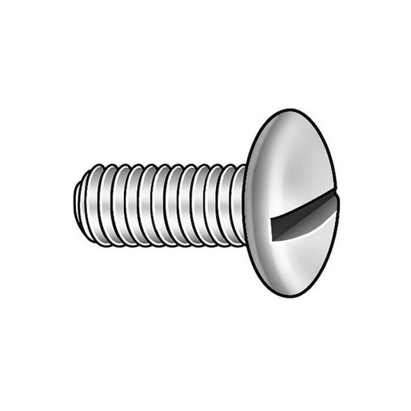 #10-32 x 3/4 in Slotted Round Machine Screw, Plain Stainless Steel, 100 PK