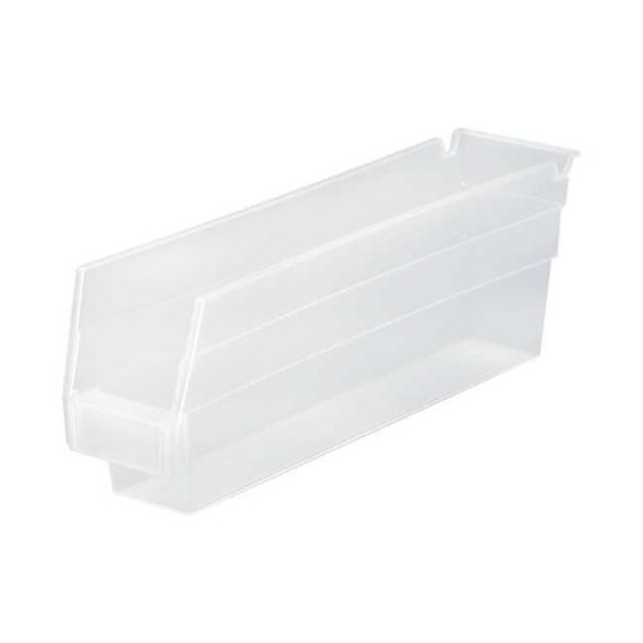 Shelf Storage Bin, Polypropylene, Clear, 4 in H, 2 3/4 in W, 11 5/8 in L