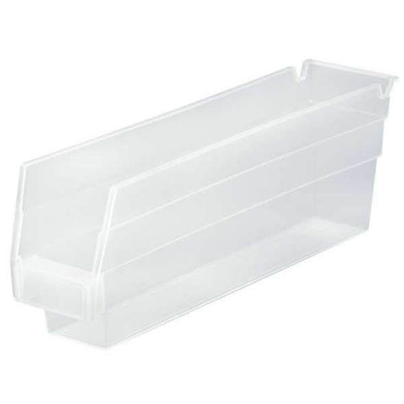 Shelf Storage Bin, Polypropylene, Clear, 4 in H, 2 3-4 in W, 11 5-8 in L  QSB100CL