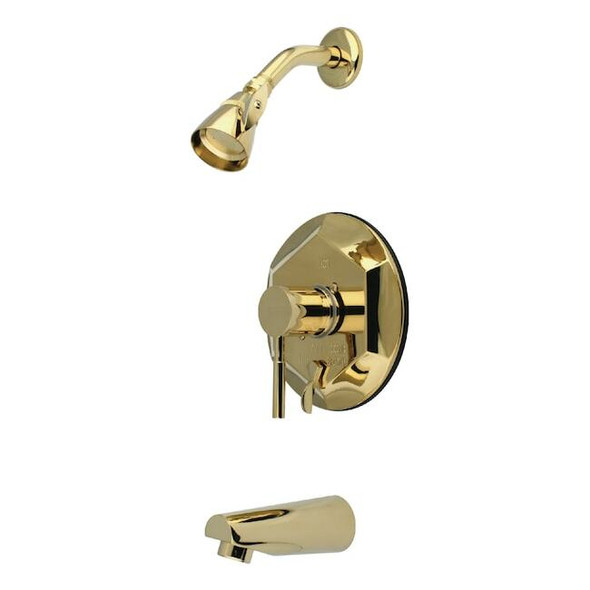 Tub and Shower Faucet, Standard, 3, Wall Mount, Polished Brass