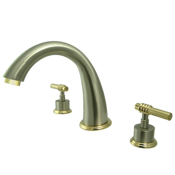 Roman Tub Faucet, Brushed Nickel/Polished Brass, Deck Mount