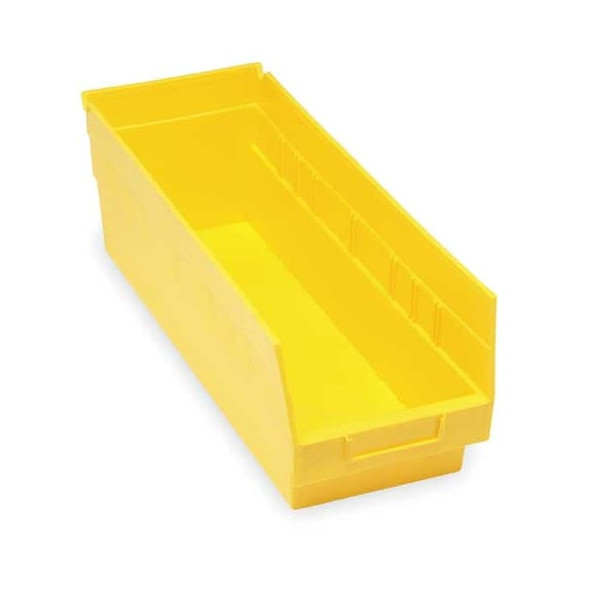 Shelf Storage Bin, Polypropylene, Yellow, 6 in H, 6 5/8 in W, 17 7/8 in L