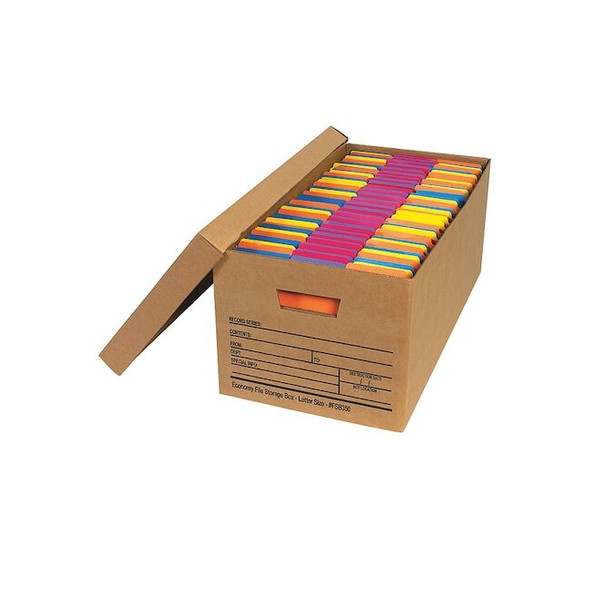 File Box, Corrugated Paper, 12" W, 10" D, Brown Pack of 12