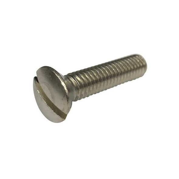 #10-32 x 1/2 in Slotted Oval Machine Screw, Plain 18-8 Stainless Steel, 100 PK