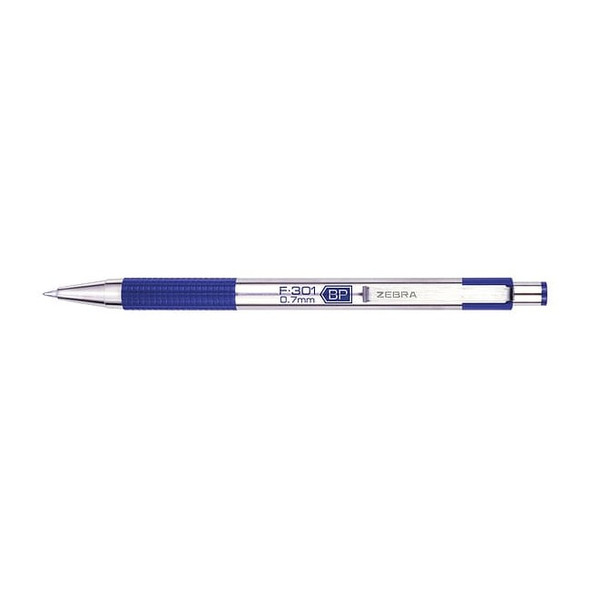 Zebra Pen Retractable Ballpoint Pen, Fine 0.7 mm, Blue 27121 Pack of 12