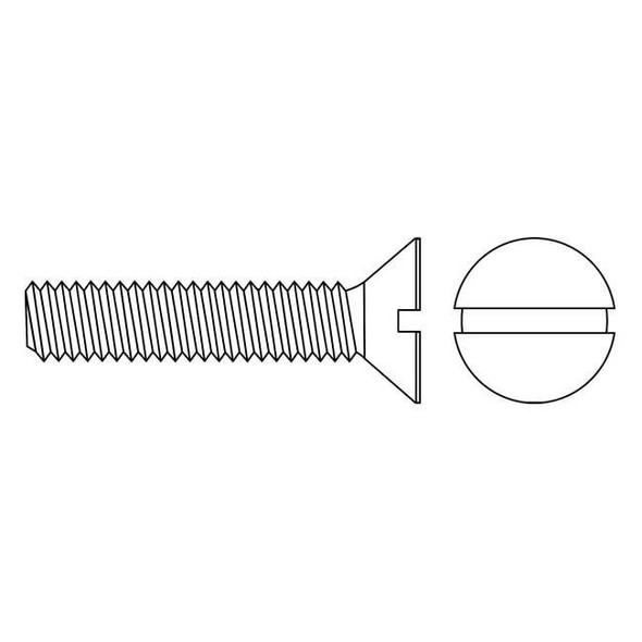 #10-32 x 3/8 in Slotted Flat Machine Screw, Zinc Plated Steel, 100 PK