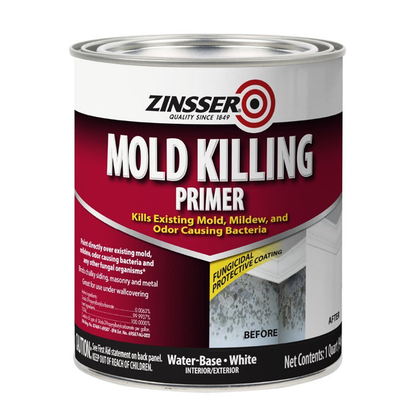 Zinsser Mold Killing Primer, White, 1 Quart 276087 Pack of 4