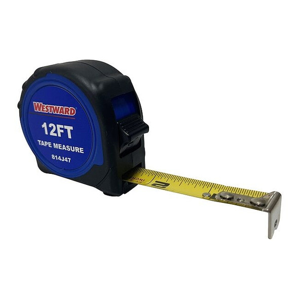 Westward Tape Measure,5/8"x12 ft,Steel,Yellow 814J47