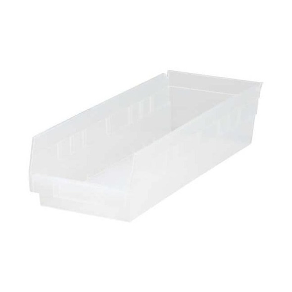 Shelf Storage Bin, Polypropylene, Clear, 4 in H, 6 5/8 in W, 17 7/8 in L