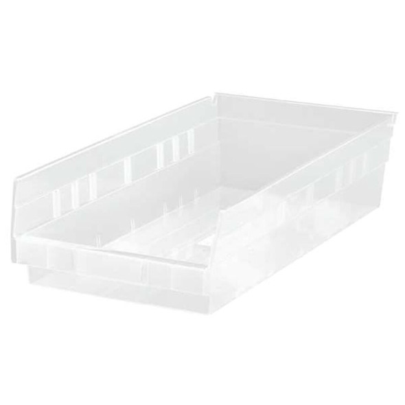 Shelf Storage Bin, Polypropylene, Clear, 4 in H, 6 5-8 in W, 17 7-8 in L  QSB104CL