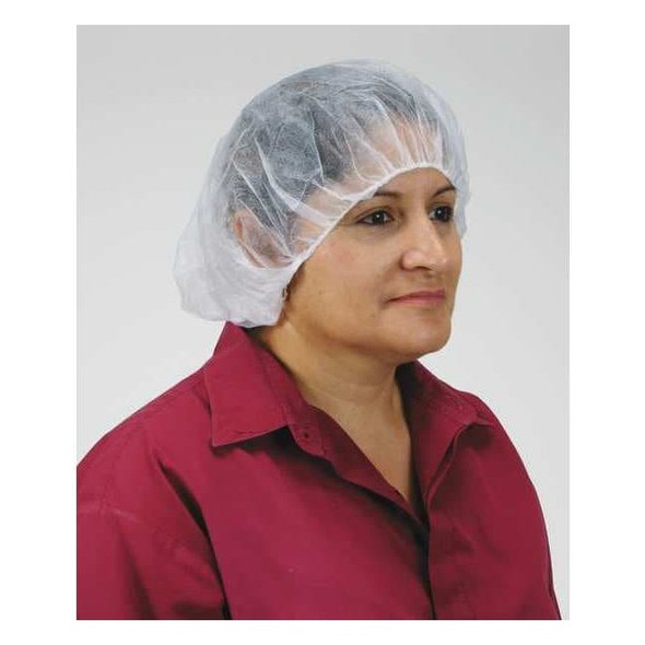 Bouffant Cap, Polypropylene, Latex-Free, White, 24 in Dia., Size Large, 100PK
