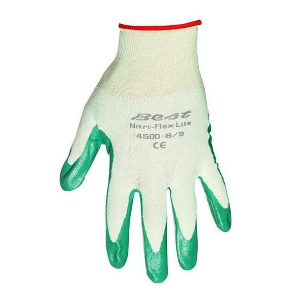 Coated Gloves, Nitrile, Smooth, Palm, 3 Abrasion Level, White, S (7) 1 PR