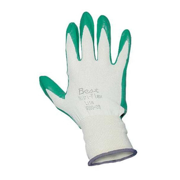 Coated Gloves, Nitrile, Smooth, Palm, 3 Abrasion Level, White, M (8) 1 PR  4500-08