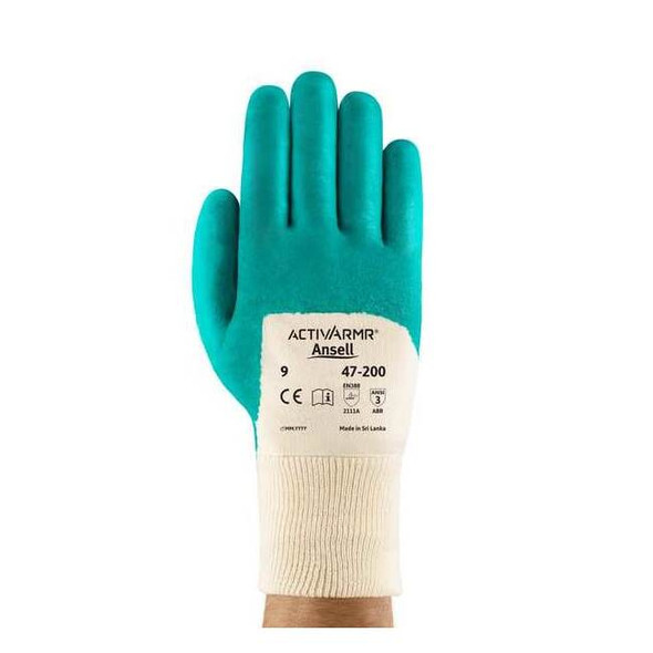 Coated Gloves, Nitrile, Textured, 3/4 Dip, 3 Abrasion Level, Green, XL (10) 1 PR