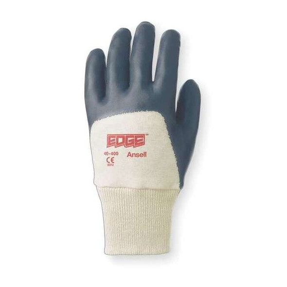 Coated Gloves, Nitrile, Sandy, 3/4 Dip, 3 Abrasion Level, Gray, L 1 PR