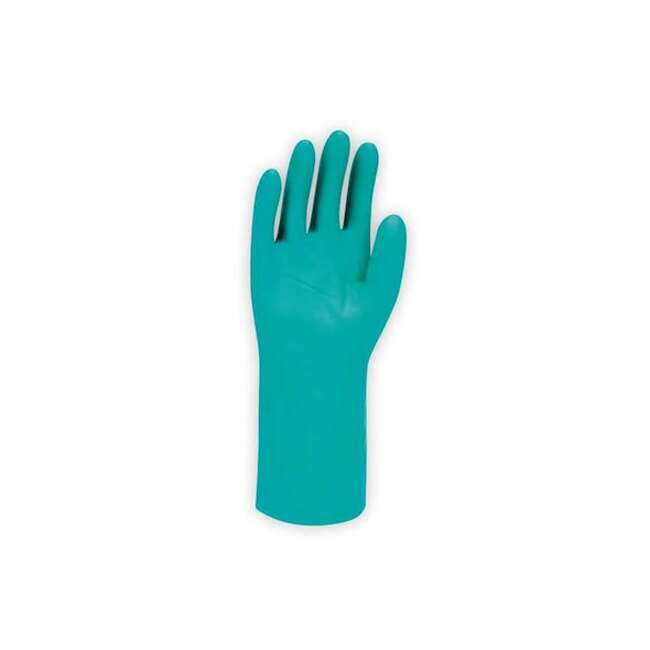 Chemical Resistant Gloves, Nitrile, 13 in L, 15 mil, Green, 8, 1 PR Pack of 12