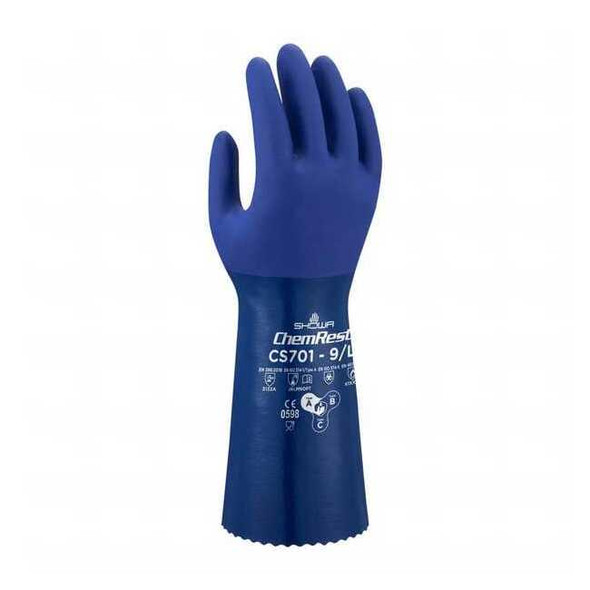 CS701 Chemical Resistant Gloves, Polyester, 13 3/4 in L, 1.16 mm, Blue, 7, 1 PR