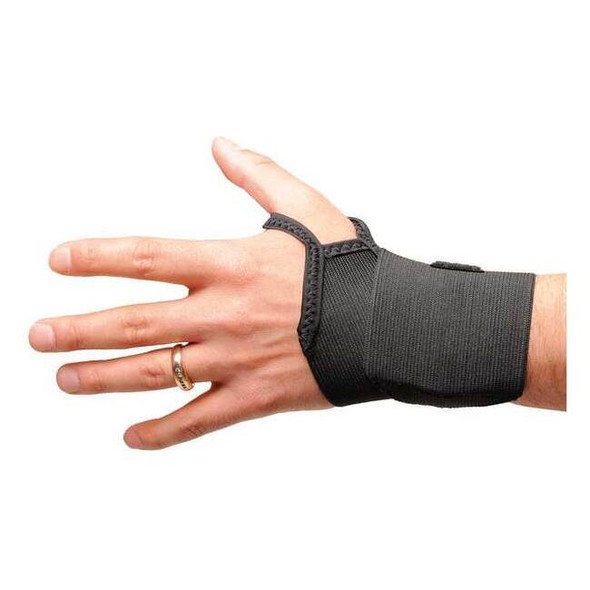 Wrist Wrap, Elastic, Slide On, Single Strap, Ambidextrous, Black, Size S
