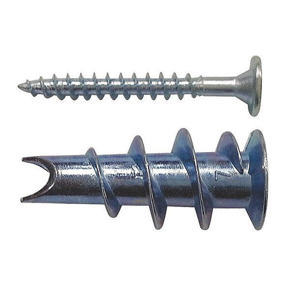 Self Drilling Anchor, Not Rated Tension Strength, 1-5/16"L, Zamac, 25 PK