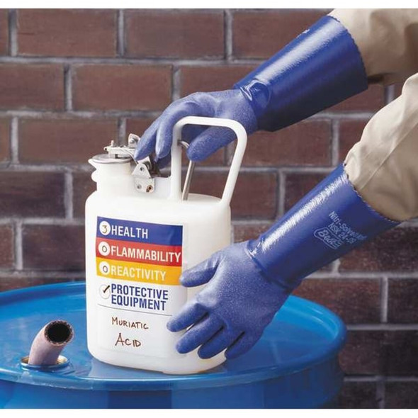 NSK24 Chemical Resistant Gloves, Nitrile, 14 in L, 15 mil, Blue, 10, 1 PR  NSK24-10