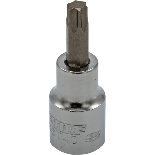 VIM Tools T40 Torx Bit, Satin Chrome 3/8 Square Drive Bit Holder PFS6T40