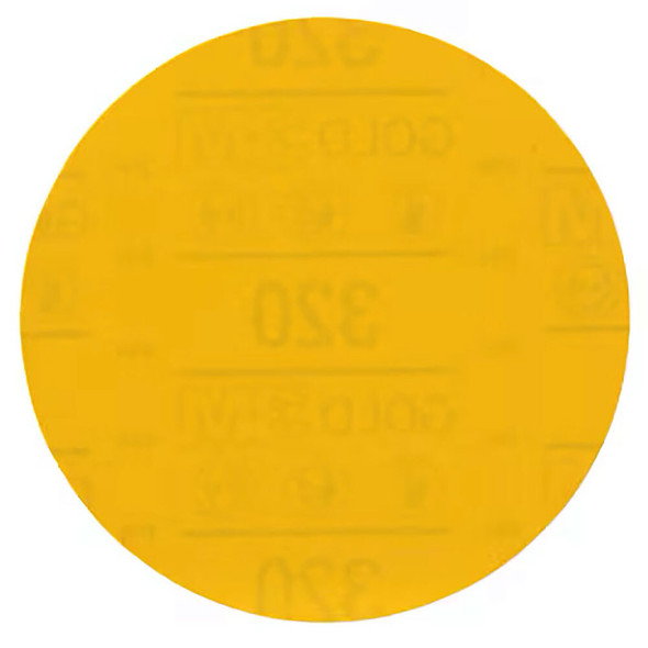 3M™ Hookit™ Gold Abrasive Disc 09237, 320, 5 in (125 mm), No Hole, 50 Discs/Carton, 4 Cartons/Case 09237