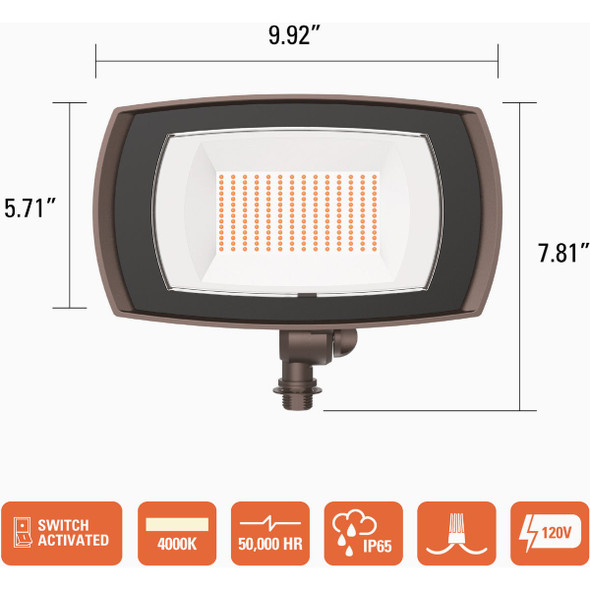 Halo 200W Equivalent, 3300 Lm. Bronze 4000K LED Floodlight Fixture ARFL30FLD 530403