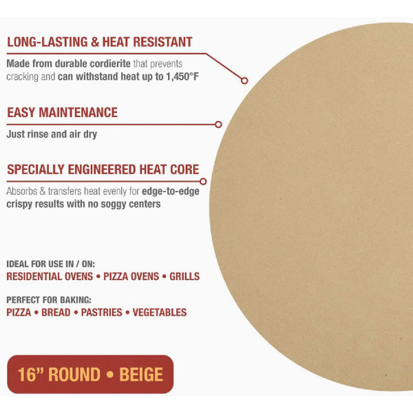 Old Stone 16 In. Beige Cordierite Round Pizza Stone KCH-08411 611769