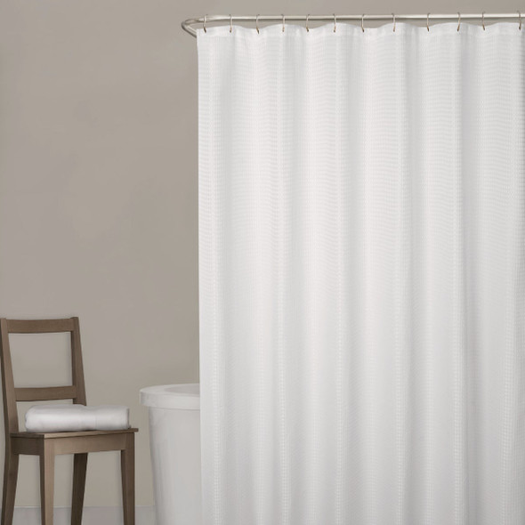 Zenna Home 70 In. x 72 In. Spa Waffle White Decorative Fabric Shower Curtain CFRWAFWWL 613626