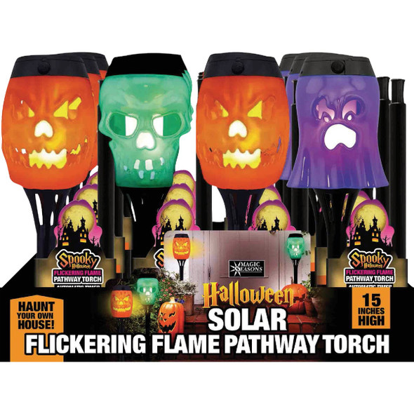 Magic Seasons Halloween Solar Flickering Flame Stake Lights 768035 Pack of 12