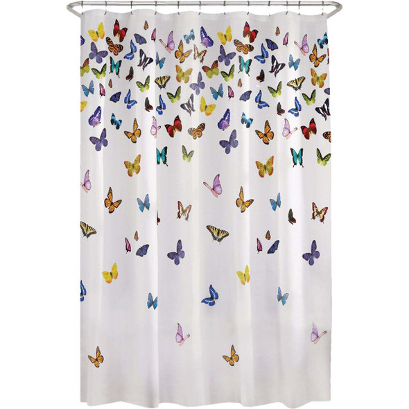 Zenna Home 70 In. x 72 In. Flutterby Multi-Color Waterproof PEVA Shower Curtain