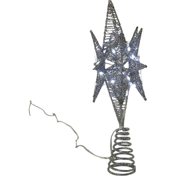 Kurt Adler 11 In. 60 Warm White Twinkling LED Silver Starburst Treetop AD1051S 930089
