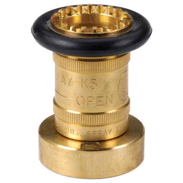 Adjustable Fog Nozzle, Brass, 1 1/2" NPSH, 1/Each