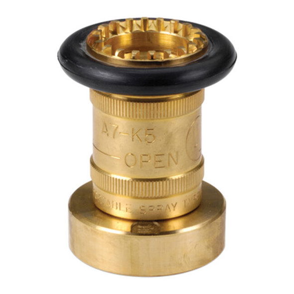 Adjustable Fog Nozzle, Brass, 1 1/2" NPSH, 1/Each