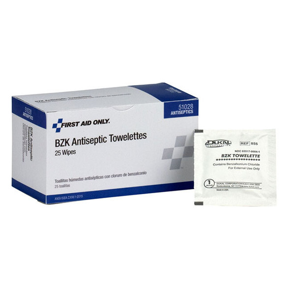 BZK Antiseptic Towelettes (Unitized Refill), 25/Box